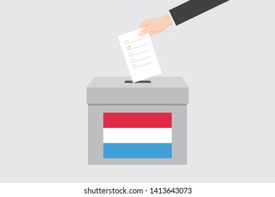 Ballot Box with an Illustrated Flag for the Country of  Luxembourg