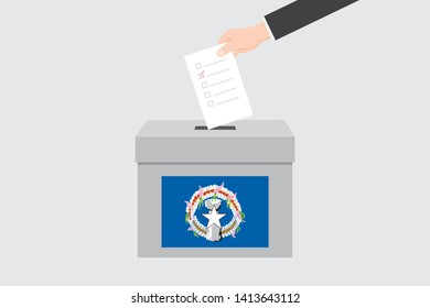 Ballot Box with an Illustrated Flag for the Country of  Marianas