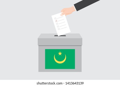 Ballot Box with an Illustrated Flag for the Country of  Mauritania