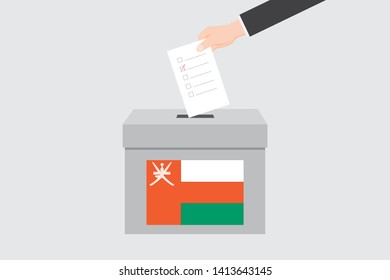 Ballot Box with an Illustrated Flag for the Country of  Oman