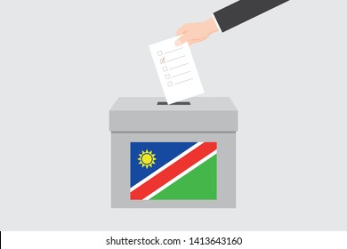 Ballot Box with an Illustrated Flag for the Country of  Namibia