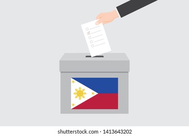 Ballot Box with an Illustrated Flag for the Country of  Philippines