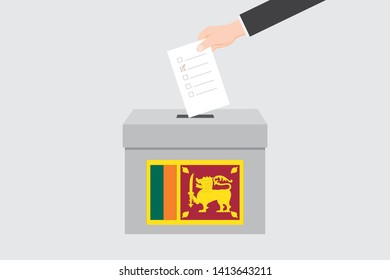 Ballot Box with an Illustrated Flag for the Country of  Sri Lanka
