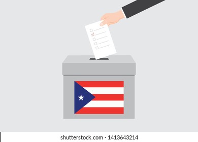 Ballot Box with an Illustrated Flag for the Country of  Puerto Rico