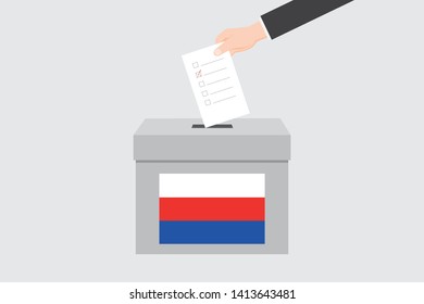 Ballot Box with an Illustrated Flag for the Country of  Serbia