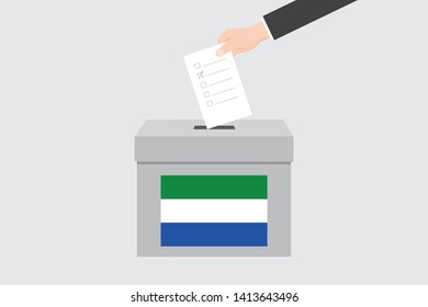 Ballot Box with an Illustrated Flag for the Country of  Sierra Leone