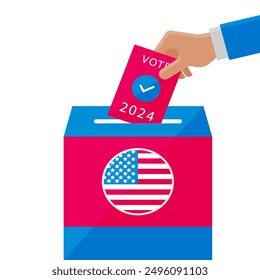 Ballot Box with an Illustrated Flag for the Country of United States of America