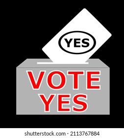 ballot box, inserting paper with a decision yes, democratic elections