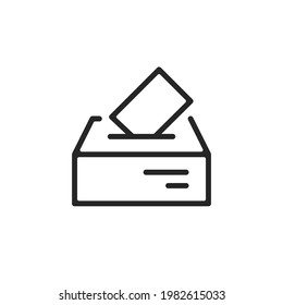 Icono de línea de la casilla de votación. Votación. Diseño delgado de línea. Icono de vector