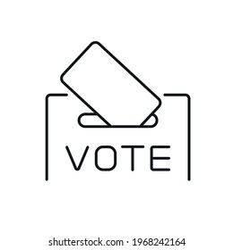 Ballot box linear icon. Voting. Thin line customizable illustration. Contour symbol. Vector isolated outline drawing. Editable stroke