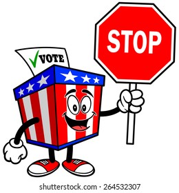 Ballot Box Mascot with Stop Sign
