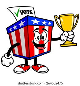 Ballot Box Mascot with Trophy