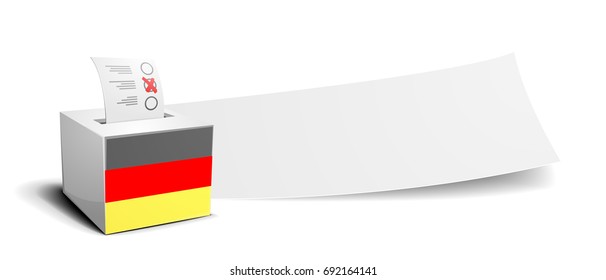 ballot box with national flag of germany in front of an empty banner, election concept, eps10 vector