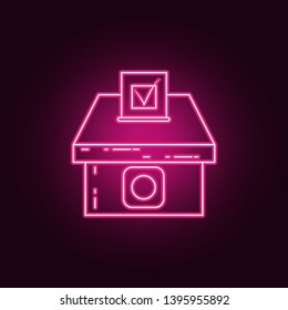 Ballot box neon icon. Elements of election set. Simple icon for websites, web design, mobile app, info graphics