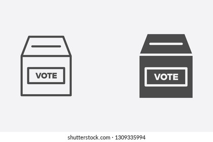 Ballot box outline and filled vector icon sign symbol