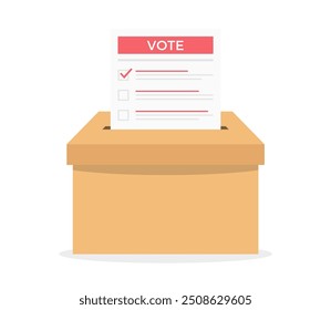 Ballot box with ballot paper, vector eps10 illustration