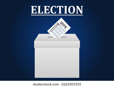 Urna com cédula ou urna. Conceito de Eleição. Ilustração de vetor.