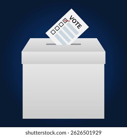 Ballot Box with Ballot Paper or Voting Paper. Election Concept. Vector Illustration.