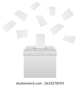 Urna con Papeleta o Papel de Voto. Concepto electoral. Ilustración vectorial.