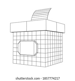 Ballot box with Ballot paper. Wireframe low poly mesh vector illustration.