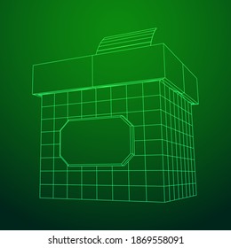 Ballot box with Ballot paper. Wireframe low poly mesh vector illustration.