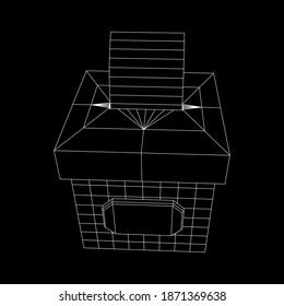 Casilla de votación con cédula de votación. Ilustración vectorial de malla baja de malla de malla de alambre.