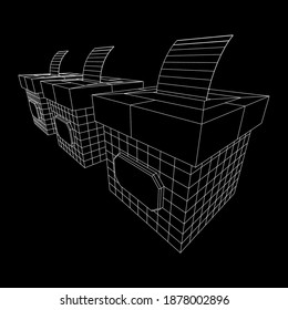 Ballot box with Ballot paper. Wireframe low poly mesh vector illustration.