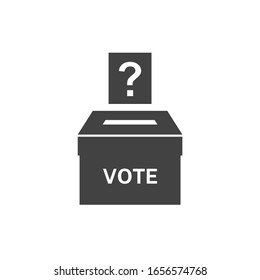 The ballot box. Peoples vote of an election, collecting box. Selecting candidates. Flat minimalist design. white Gray black vector. product brand service label banner board display. App icon.