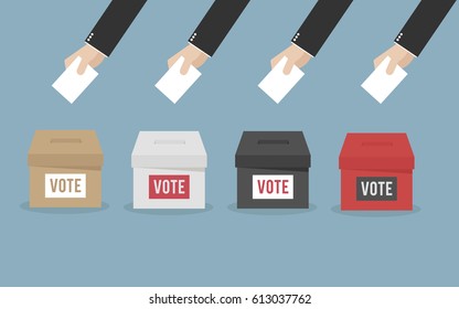 Ballot Box Person Casting Vote , Hand Putting Paper in the ballot box