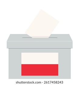 ballot box with Poland flag; Poland 2025 Presidential Election, Voting, Democracy concept - vector illustration