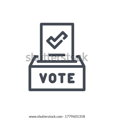 Ballot Box with Positive Vote line icon. Check Mark on Paper and Ballot Box vector outline sign.