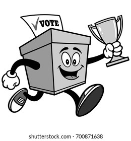Ballot Box Running with Trophy Illustration