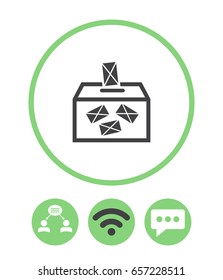 Ballot box, teamwork, wireless and speech bubble vector icon.