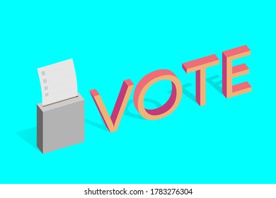 the ballot box with the ballot and the text of the vote, isometric vector
