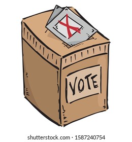 Ballot box. Vector illustration box for vote. Ballot box for voting in elections hand drawn.