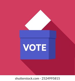 Ballot Box with Vote Card for Election Participation, Vector Illustration