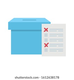 ballot box with vote form isolated icon vector illustration design
