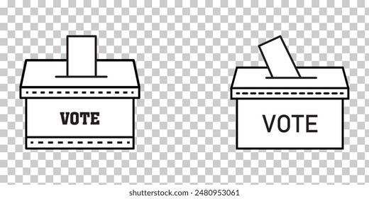 ballot box vote icon, voting linear sign on transparent background. Election Vote concept icon. Vector illustration. Eps file 22.