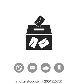 Ballot box vote, vector black simple icon