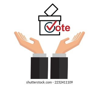 Ballot box and voting concept on white background.