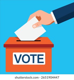 Ballot box voting hand vector. Election concept illustration for civic engagement and democracy themes.
