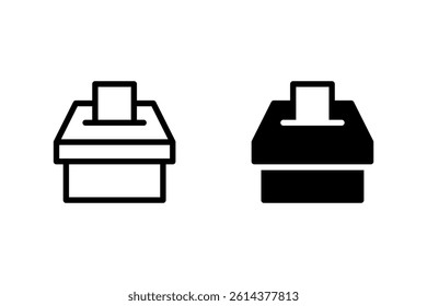 Ballot box with a voting slip icon . Represents elections, democracy, voting, and civic participation