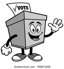 Ballot Box Waving Illustration