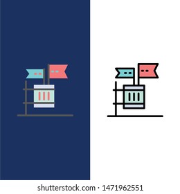 Ballot, Boycott, Election, Garbage, Junk  Icons. Flat and Line Filled Icon Set Vector Blue Background
