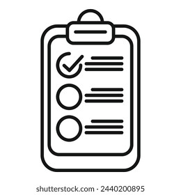 Vector de contorno de icono de lista de opciones de boleta para hacer. Estado democrático. Informe electoral
