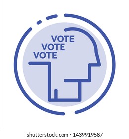 Ballot, Election, Poll, Referendum, Speech Blue Dotted Line Line Icon