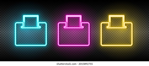 ballot, electronic neon vector icon. Illustration neon blue, yellow, red icon set.