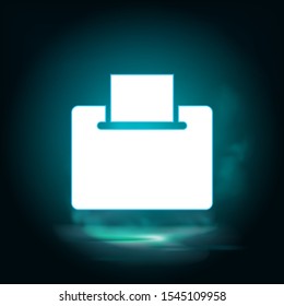 Ballot, electronic vector icon. Lighting blue smoke neon icon.