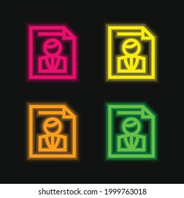 Ballot four color glowing neon vector icon