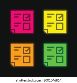 Ballot four color glowing neon vector icon